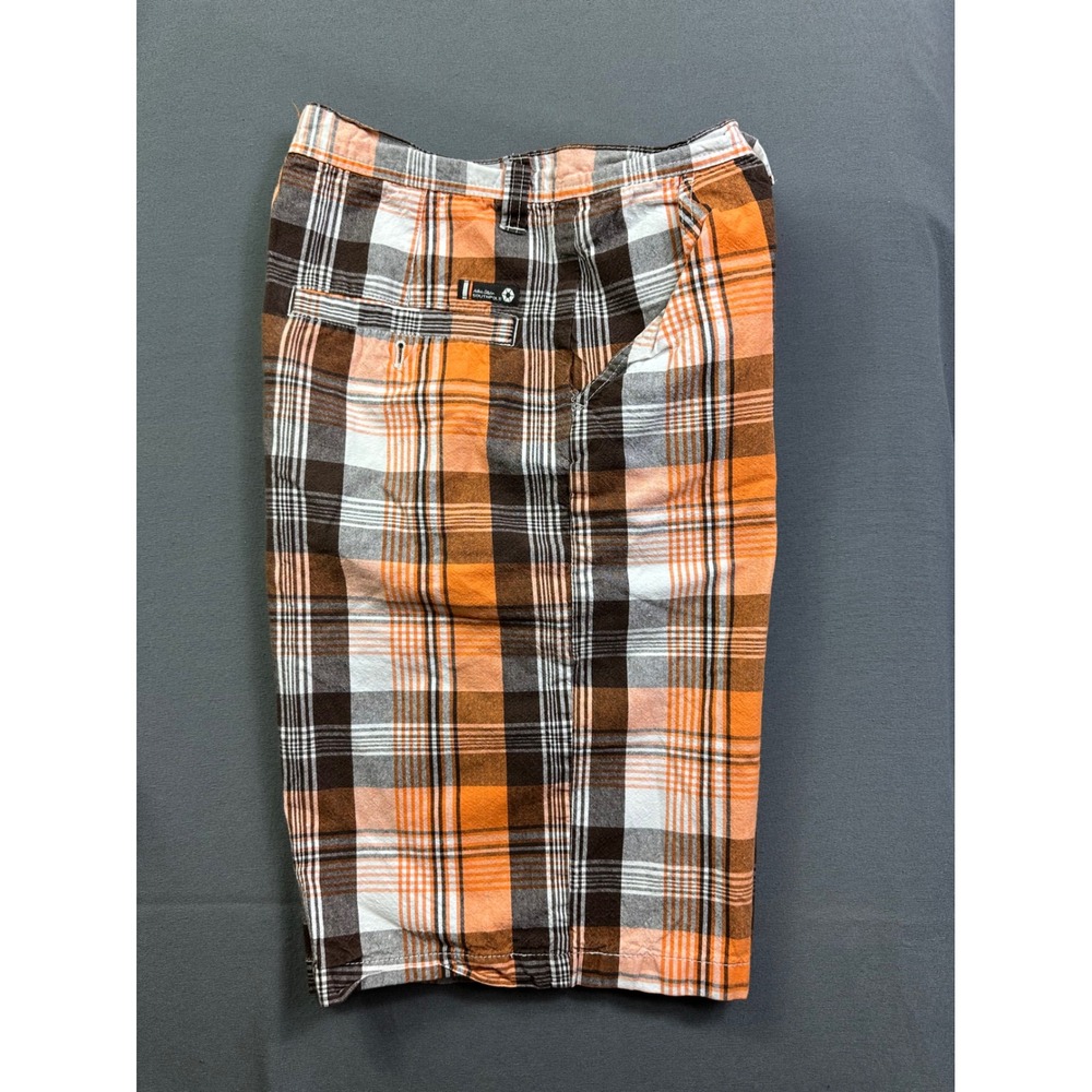 Southpole Men's Plaid Shorts Orange Brown White Checkered Y2K Size 34